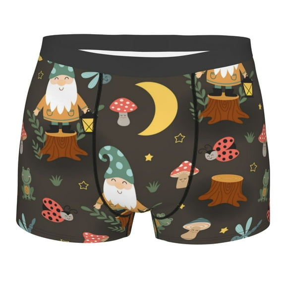 Yiaed Gnome Insect Frog Print Men's Soft Cotton Boxer Shorts Breathable Boxers Underwear Moisture-Wicking Underwear Stretch Boxer Briefs for Man-Small