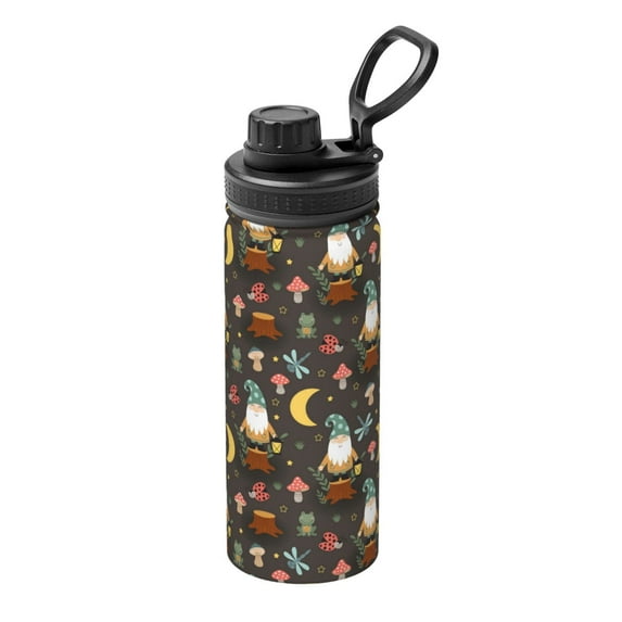Yiaed Gnome Insect Frog Print Sports Insulated Kettle Bottle Reusable Stainless Steel Insulated Cup, Outdoor Portable Casual Stainless Steel Insulation Cup