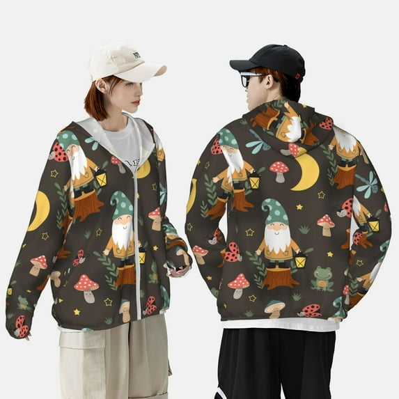 Yiaed Gnome Insect Frog Print Sun Shirts UPF 50+ Protection Hoodie Rash Guard Shirt UV Shirt Long Sleeve Fishing Outdoor Lightweightase-Small