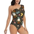 thumbnail image 1 of Yiaed Gnome Insect Frog Print Women One Piece Swimsuits Tummy Control One Shoulder Bathing Suits Pattern Ruffle Swimwear-X-Large, 1 of 8