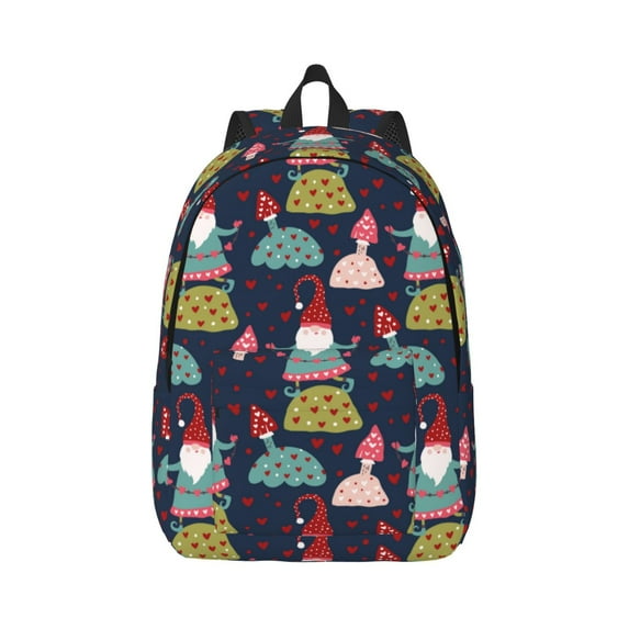 Yiaed Gnome With Mushroom Print Backpack, Premium Laptop Backpack, Travel Backpack for Women, Lightweight Backpacks, Comfortable Back Pack-Medium
