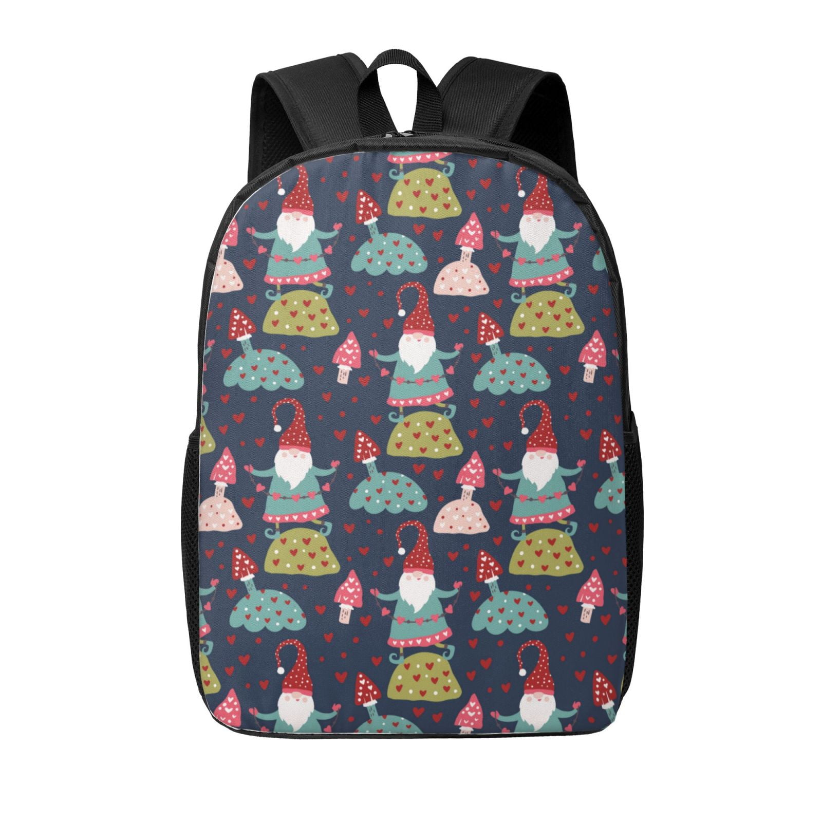Yiaed Gnome With Mushroom Print Travel Laptop Backpack, 17 Inch Extra Large School Backpacks for