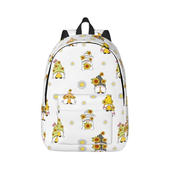 Yiaed Gnome With Sunflower Print Backpack, Premium Laptop Backpack, Travel Backpack for Women, Lightweight Backpacks, Comfortable Back Pack-Small