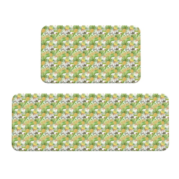 Yiaed Gnome and Pineapple Kitchen Rugs Sets of 2 Kitchen Mats Cushioned Anti Fatigue Kitchen Rug Tapetes Para Cocina for Sink,Laundry Room