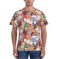 thumbnail image 1 of Yiaed Gnomes Books Tea Cups Print Mens Short Sleeve Tight Fit T-Shirt, Crewneck Casual Tee-Large, 1 of 5