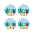 thumbnail image 1 of Yiaed Gnomes On The Beach Print Leather Coasters for Drinks - Cup Coasters Coffee Table Kitchen Table Bar, Home & Office Gifts Handmade Drink Coasters-Round Shape, 1 of 6