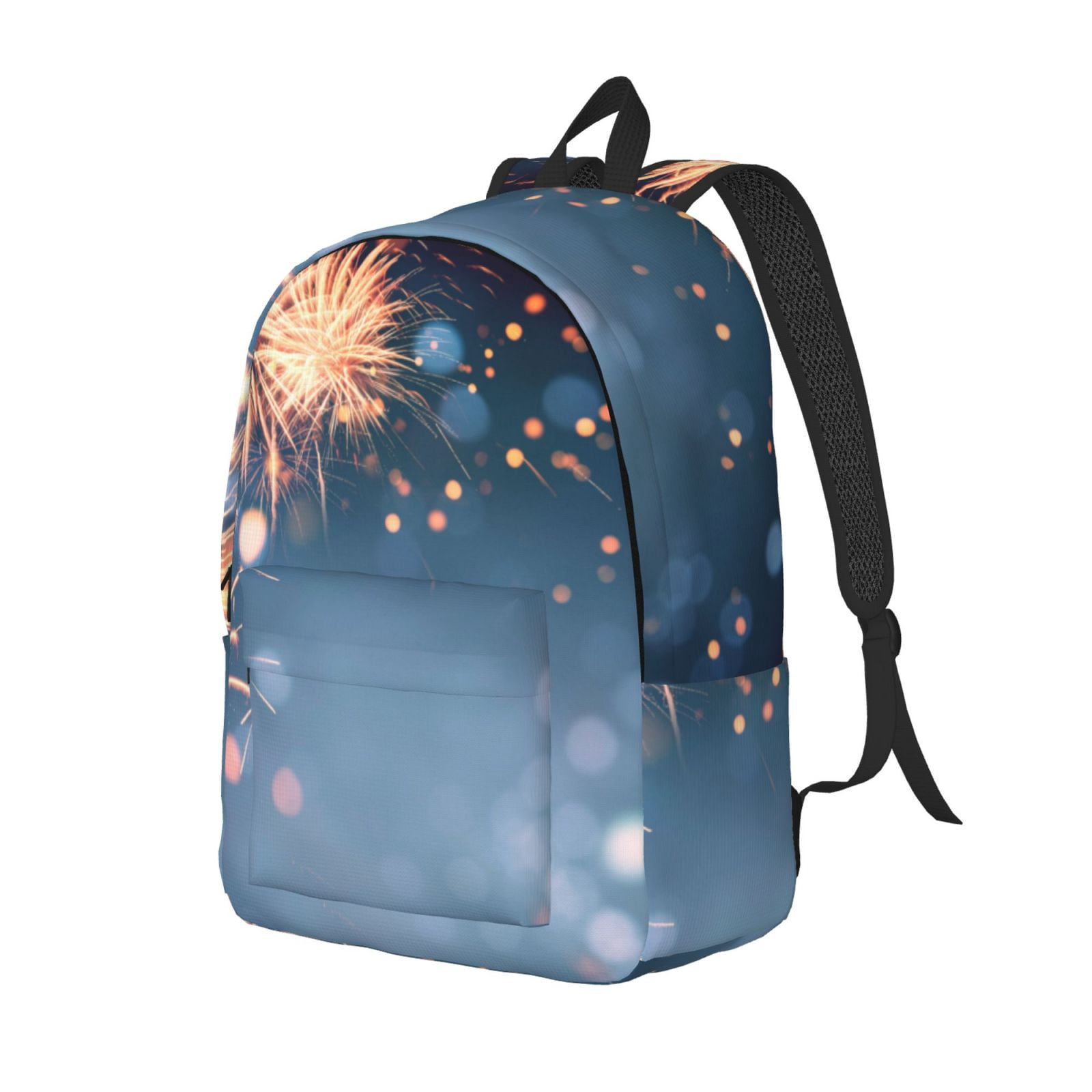 Yiaed Gold And Blue Fireworks Print Laptop Backpack Travel Canvas ...
