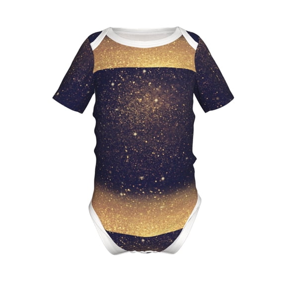 Yiaed Gold Black Glitter Print Infant Climbing Short Sleeve Onesie One-Piece Baby Bodysuit Clothes 0-12 Months -12 Months