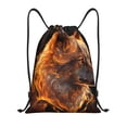 thumbnail image 1 of Yiaed Gold Flame Pattern Wolf Print Drawstring Bags Drawstring Backpack Bulk String Back Pack Gym Sport Bag-Small, 1 of 5