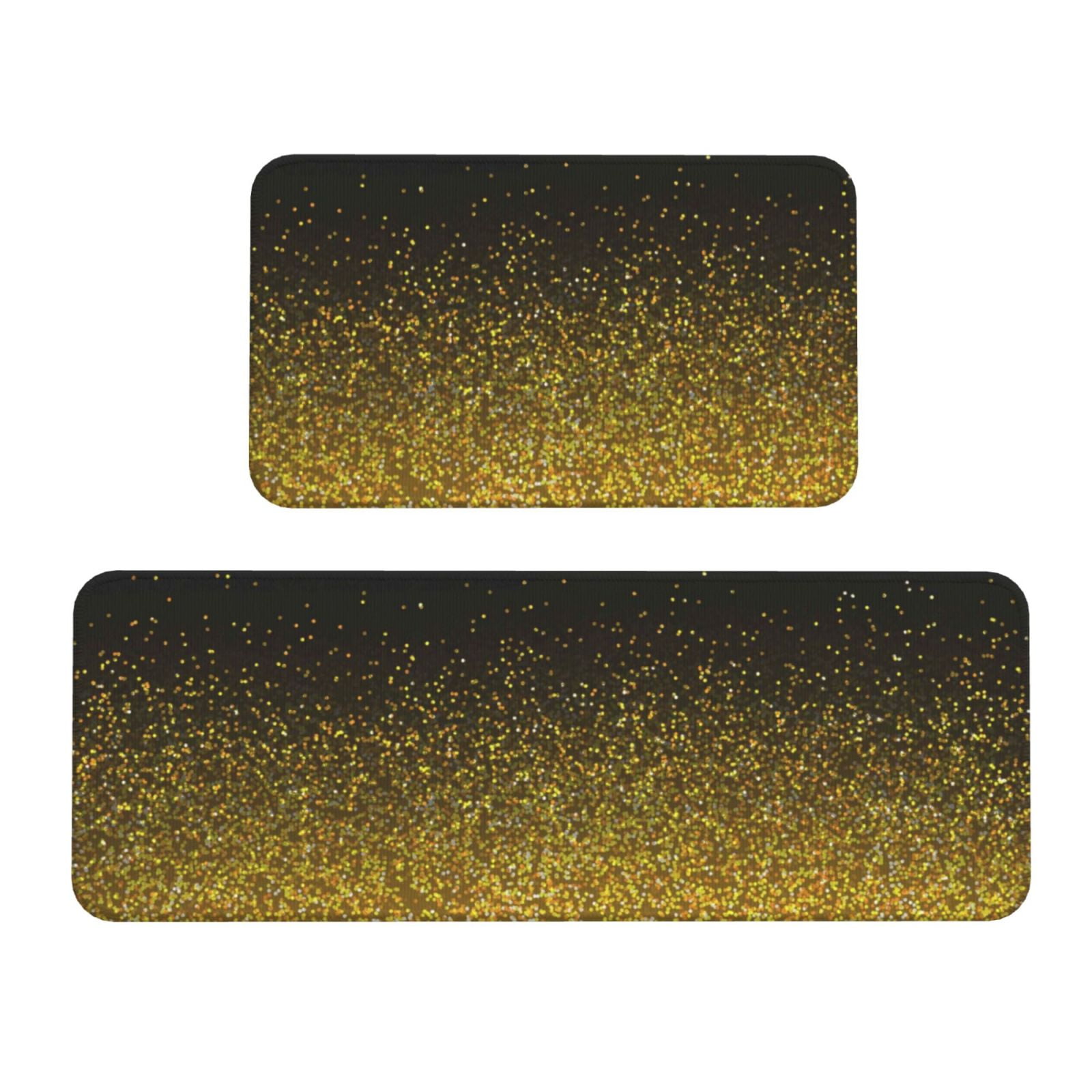 Yiaed Gold Glitter Gradient Kitchen Rugs Sets of 2 Kitchen Mats ...