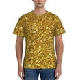 thumbnail image 1 of Yiaed Gold Glitter Print Mens Short Sleeve Tight Fit T-Shirt, Crewneck Casual Tee-XX-Large, 1 of 5