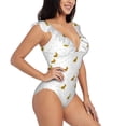 thumbnail image 1 of Yiaed Gold Rabbit Print Women's Ruffled One Piece Swimsuit V Neck Swimwear Slimming Monokini for Woman-Large, 1 of 8