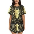 thumbnail image 1 of Yiaed Gold Spider On The Web Print Short Sleeve Pajama Sets for Women Casual Crew Neck 2 Piece Lounge Sets Women's Short-Sleeved Pajama-Medium, 1 of 5