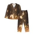 thumbnail image 1 of Yiaed Gold butterfly glitter Print Pajamas Women's Long Sleeve Sleepwear Soft Button Down Loungewear Pjs Lounge Set Nightwear Womens Pajama Pants-Large, 1 of 7