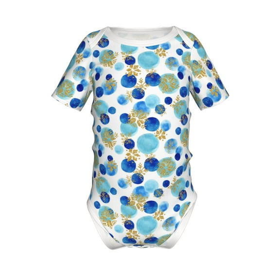 Yiaed Golden Blue Snowflakes Print Infant Climbing Short Sleeve Onesie One-Piece Baby Bodysuit Clothes 0-12 Months -