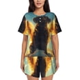 thumbnail image 1 of Yiaed Golden Cloud Winged Dog Print Short Sleeve Pajama Sets for Women Casual Crew Neck 2 Piece Lounge Sets Women's Short-Sleeved Pajama-XX-Large, 1 of 1