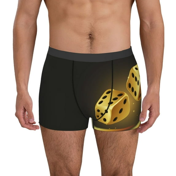 Yiaed Golden Dice Print Men's Soft Cotton Boxer Shorts Breathable Boxers Underwear Moisture-Wicking Underwear Stretch Boxer Briefs for Man-XX-Large