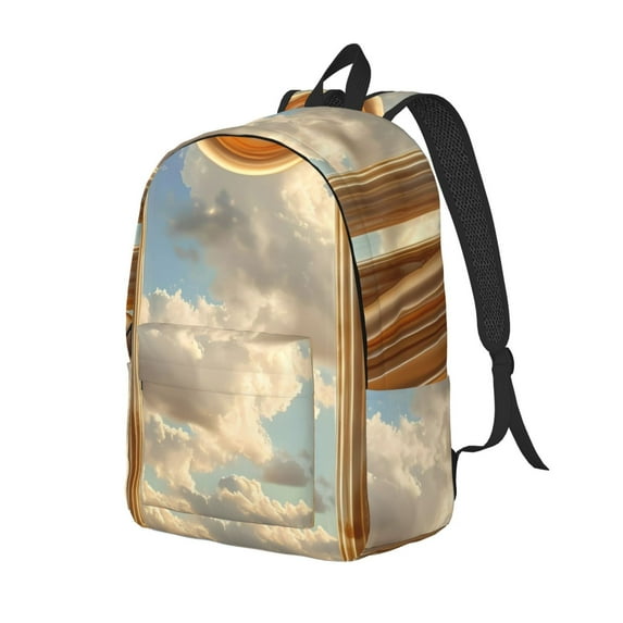 Yiaed Golden Drapes Pillars Clouds Print Laptop Backpack Travel Canvas Backpack Vintage Aesthetic Backpack for School Knapsack Plain Backpack Backpack for School-Small