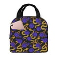 thumbnail image 1 of Yiaed Golden Snake And Purple Rose Print Insulated Lunch Bag Reusable Cute Tote Lunch Box, Leakproof Cooler Lunch Bags for Work Office Travel School Picnic, 1 of 5
