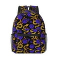 thumbnail image 1 of Yiaed Golden Snake And Purple Rose Print School Backpack College Backpack Daypacks for Students High School Spacious and Durable Daypack for Work and Travel-One Size, 1 of 6