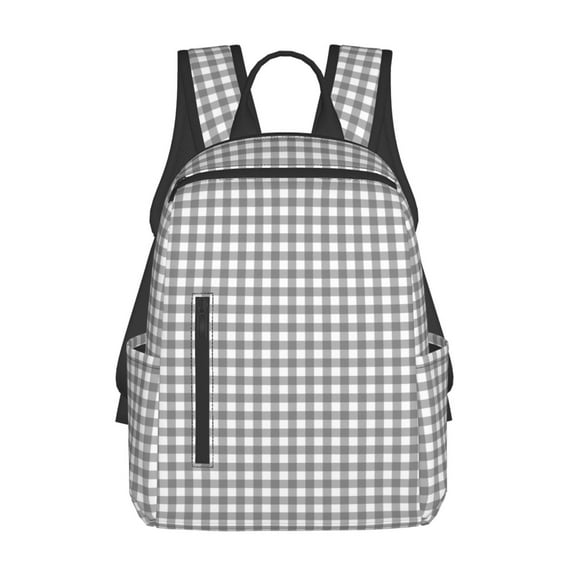 Yiaed Gray Checkboard Print Lightweight Backpack Travel Backpacks Hiking Daypack for Women Men