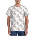 thumbnail image 1 of Yiaed Gray Rabbit Print Mens Short Sleeve Tight Fit T-Shirt, Crewneck Casual Tee-Small, 1 of 5