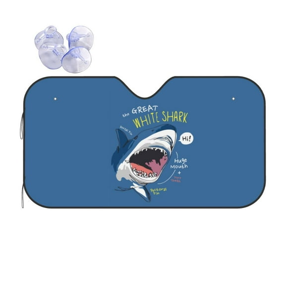 Yiaed Great White Shark Print Car Windshield Sunshade Front Auto Car Front Window Sun Shade Foldable Sun Visor Shield Cover Auto Accessories for Sedan SUV Truck-Small