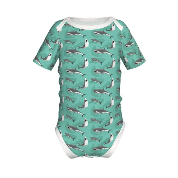 Yiaed Great White Shark Print Infant Climbing Short Sleeve Onesie One-Piece Baby Bodysuit Clothes 0-12 Months -9M