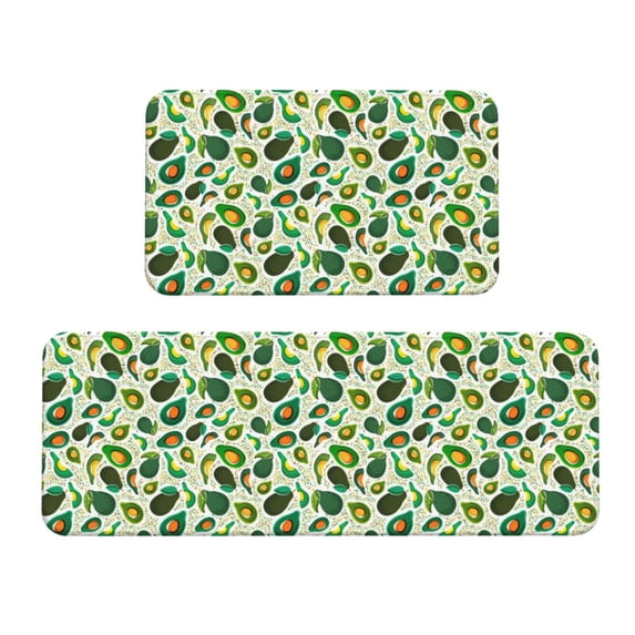 Yiaed Green Avocado (2) Kitchen Rugs Sets of 2 Kitchen Mats Cushioned Anti Fatigue Kitchen Rug Tapetes Para Cocina for Sink,Laundry Room