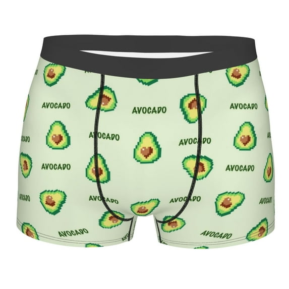 Yiaed Green Avocado Print Men's Soft Cotton Boxer Shorts Breathable Boxers Underwear Moisture-Wicking Underwear Stretch Boxer Briefs for Man-X-Large