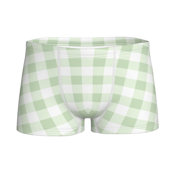 Yiaed Green Checkboard Print Boys' Boxer Briefs Cotton Casual Stretch Comfort Boys Boxers - Kids Boxer Briefs Underwear for Boys (6-18)-Small
