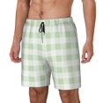 thumbnail image 1 of Yiaed Green Checkboard Print Mens Swim Trunks Bathing Suit Compression Liner Beach Swim Shorts Swimwear Quick Dry Zipper Pocket No-Chafing Board Short-Large, 1 of 6
