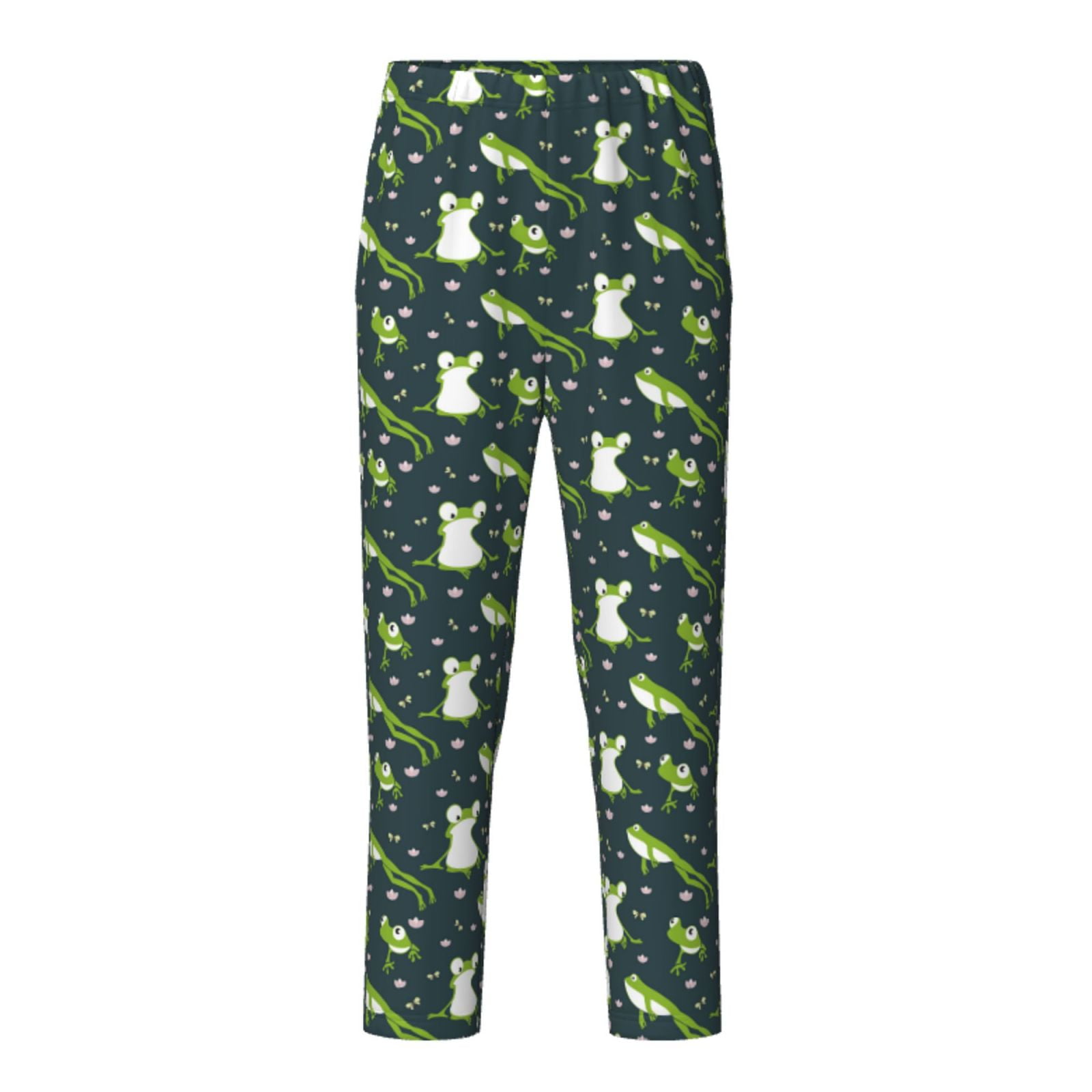 Yiaed Green Frogs Print Teenagers' Lounge Pants, Loose PJ Bottoms, Long ...