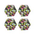 thumbnail image 1 of Yiaed Green Mushroom Print Leather Coasters for Drinks - Cup Coasters Coffee Table Kitchen Table Bar, Home & Office Gifts Handmade Drink Coasters-Hexagon, 1 of 6