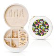 thumbnail image 1 of Yiaed Green Mushroom Print Travel Jewelry Case Bridesmaid Gift Boxes Jewelry Travel Organizer Small Round Jewelry Box Mini Storage-White, 1 of 7