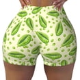 thumbnail image 1 of Yiaed Green Peas Print Women's Athletic Shorts Running Shorts Sporty Short High Waisted Elastic Workout Shorts for Yoga Gym Running & Sports -Medium, 1 of 8