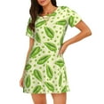 thumbnail image 1 of Yiaed Green Peas Print Women's Loose-Fit Short Sleeve Nightgown, Soft and Comfortable Sleep Dress for Relaxation and Sleepwear, 1 of 6