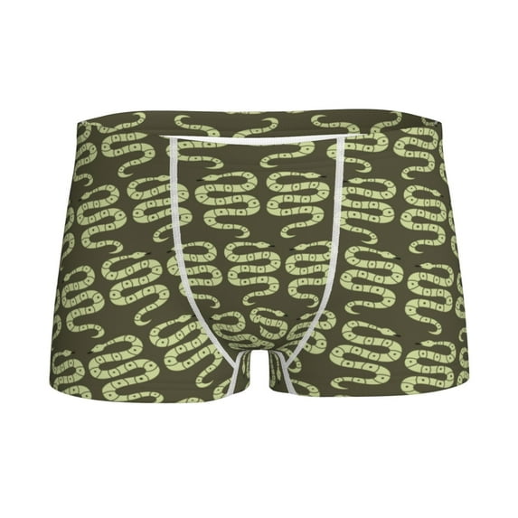 Yiaed Green Snake Print Boys' Boxer Briefs Cotton Casual Stretch Comfort Boys Boxers - Kids Boxer Briefs Underwear for Boys (6-18)-Large