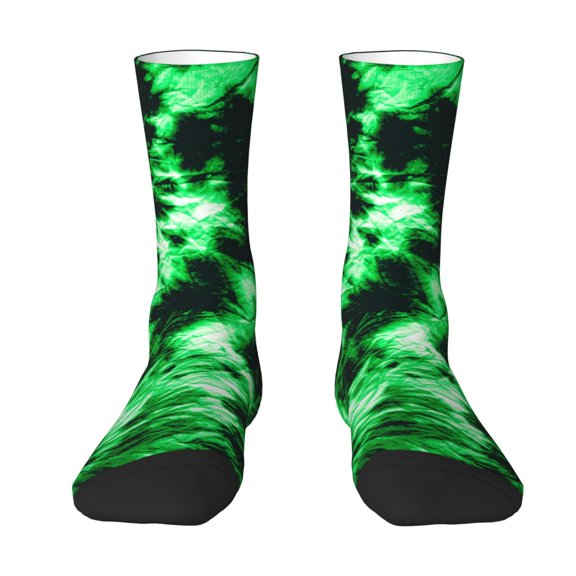 Yiaed Green Tie Dye Print Great elasticity Crew Socks Sports socks for Men and Women