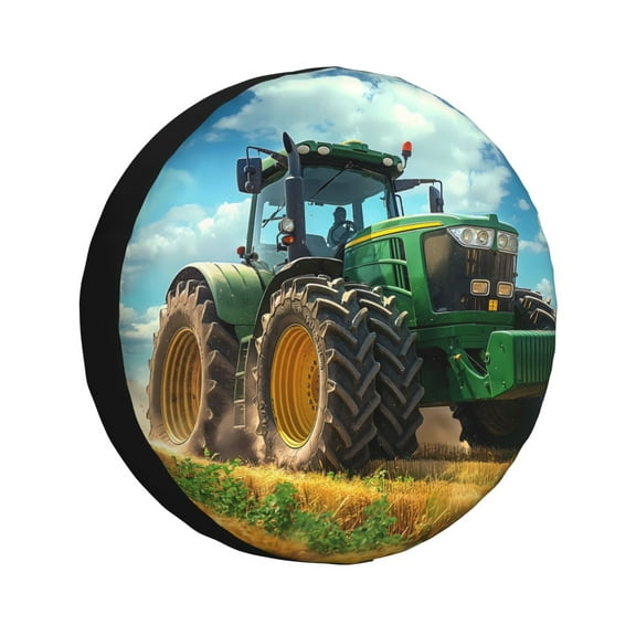 Yiaed Green Tractor Field Print Print Tire Wheel Cover, tire covers for trailers,rv wheel covers,rv tire covers, camper tire covers,tire covers for cars-14 inch