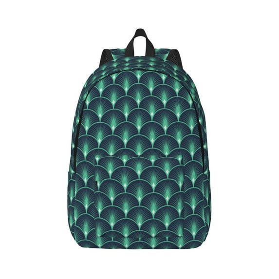 Yiaed Green Vintage Peacock Print Backpack, Premium Laptop Backpack, Travel Backpack for Women, Lightweight Backpacks, Comfortable Back Pack-Medium