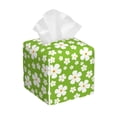 thumbnail image 1 of Yiaed Green White Flowers Print Tissue Box Cover, PU Leather Decorative Organizer for Tabletop, Bathroom, Car, Office Creative Decorative, 1 of 7