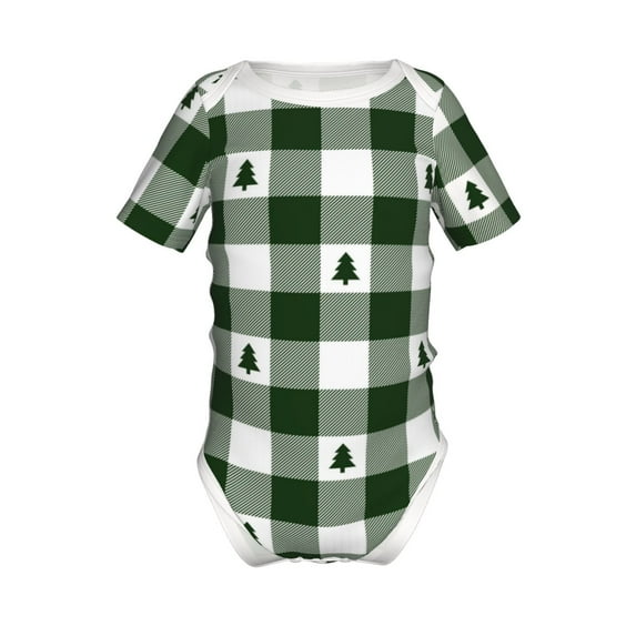 Yiaed Green White Lumberjack Plaid Print Infant Climbing Short Sleeve Onesie One-Piece Baby Bodysuit Clothes 0-12 Months -2 Years