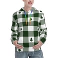 thumbnail image 1 of Yiaed Green White Lumberjack Plaid Print Womens Casual Hoodies Crew Neck Long Sleeve Sweatshirts With Pocket Pullover Tops Women's Hooded Sweatshirt-Small, 1 of 5