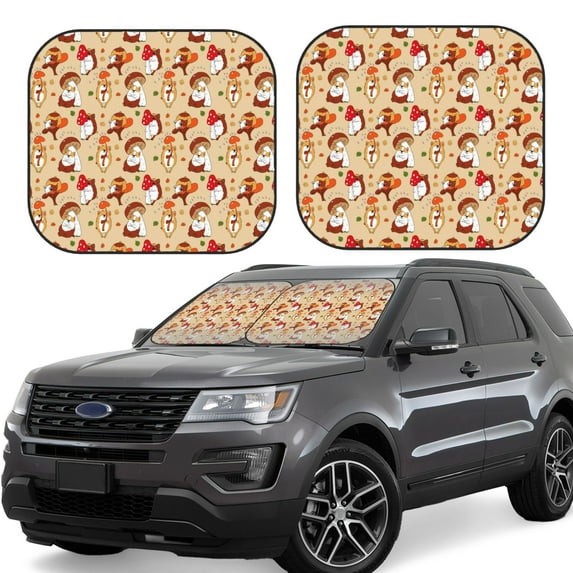 Yiaed Guinea Pigs And Mushrooms Print Car Front Windshield Sun Shade,Foldable Anti-UV Car Sunshade for Front Window for Most Vehicles-Small