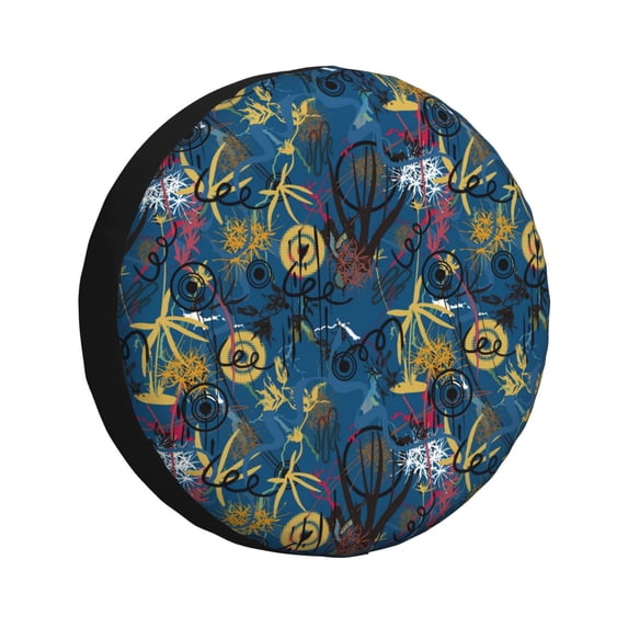 Yiaed Halloween Elements Print Tire Wheel Cover, Waterproof Spare Tire Cover Fit for Jeep, Truck,Trailer, RV, SUV, Camper and Most Vehicle-17 inch