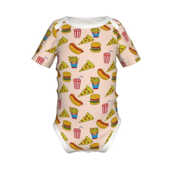 Yiaed Hamburger Pizza Coke Print Infant Climbing Short Sleeve Onesie One-Piece Baby Bodysuit Clothes 0-12 Months -