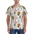thumbnail image 1 of Yiaed Hand Drawn Animals Print Mens Short Sleeve Tight Fit T-Shirt, Crewneck Casual Tee-Large, 1 of 1