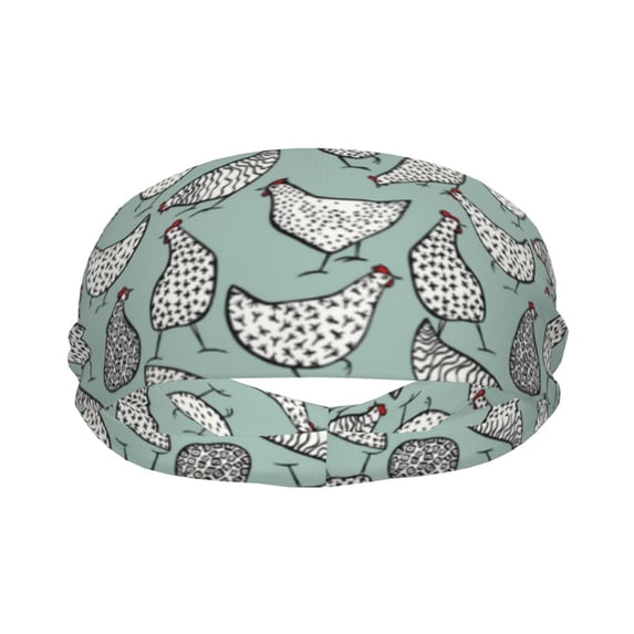 Yiaed Hand Drawn Chickens Print Sports Headbands,Moisture Wicking Workout Headband, Sweatband Headbands for Running,Cycling for Women and Men