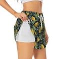 thumbnail image 1 of Yiaed Hand Drawn Citrus Fruits Elegant Lemons Print Women's Running Shorts with Liner 3 Zipper Pockets Elastic Workout Athletic Gym Yoga Shorts-Large, 1 of 7